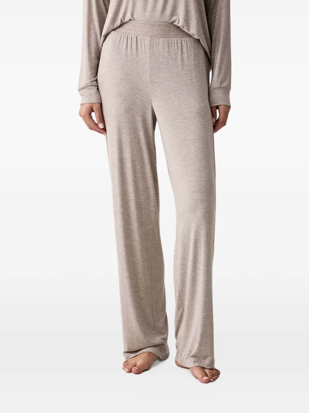 DKNY logo-print long-sleeve pajamas Beige