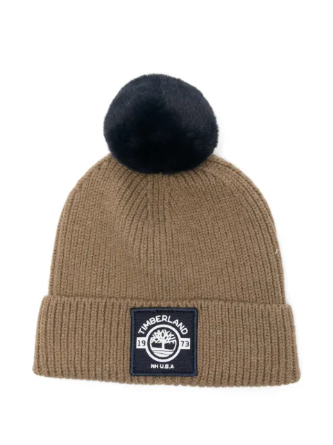 Timberland Kids gorro con pompón y parche del logo