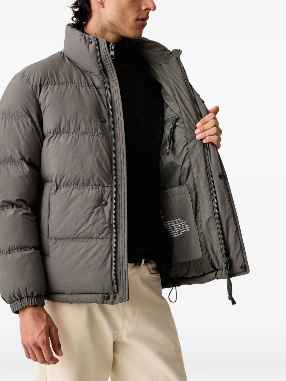 Marc O'Polo high-neck puffer jacket Grijs