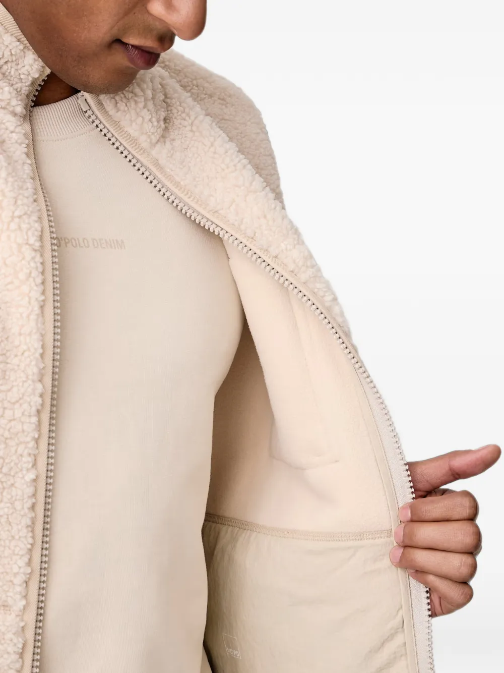 Marc O'Polo fleece zip-up gilet Beige