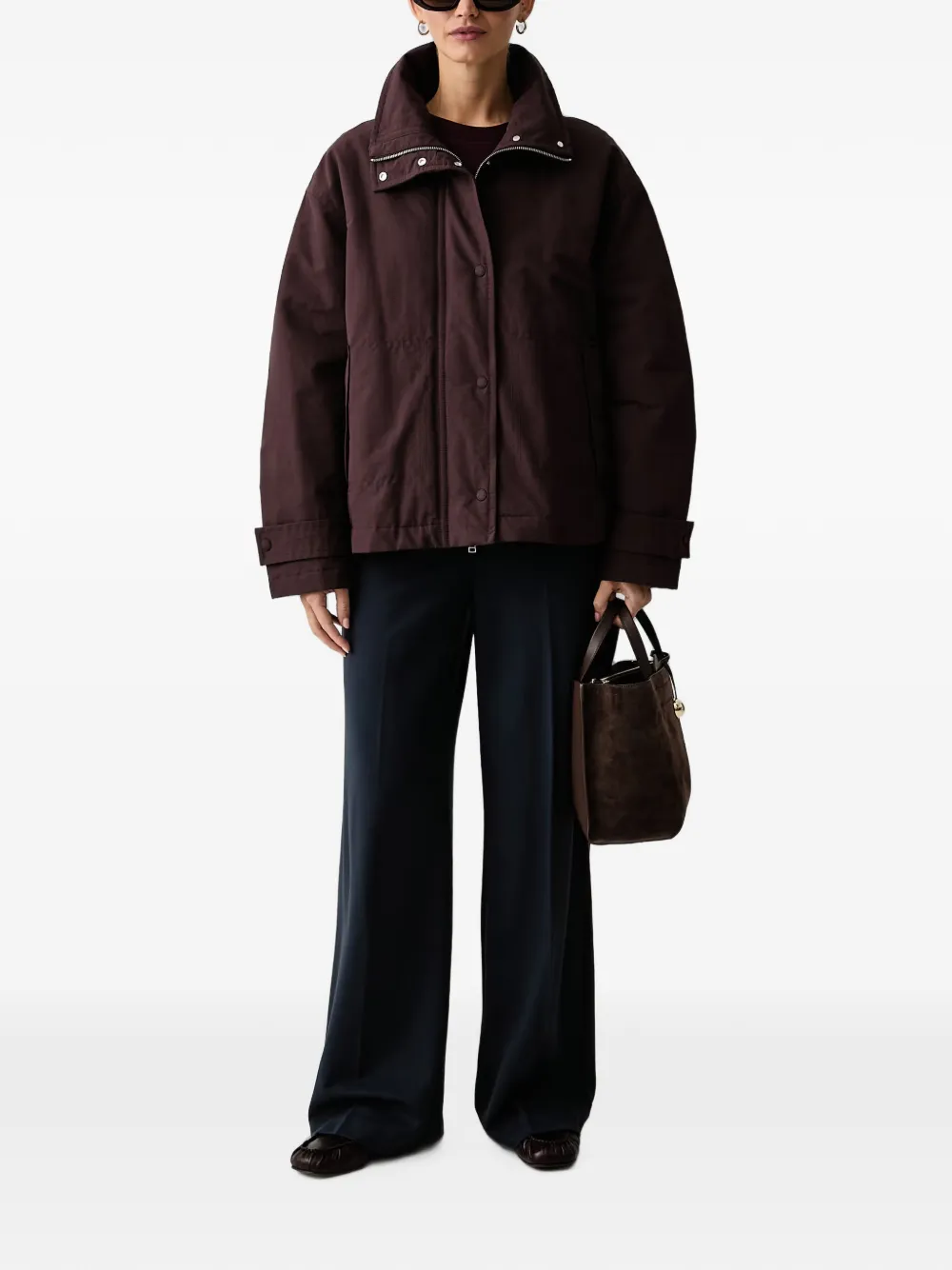 Marc O'Polo Oversized jack met hoge hals en rits Rood