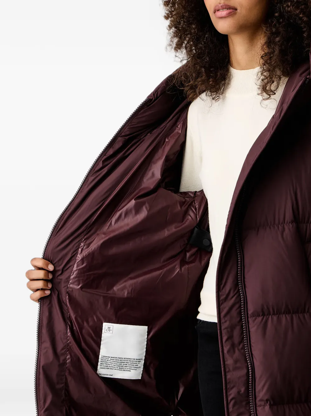Marc O'Polo quilted hooded oversized coat Rood