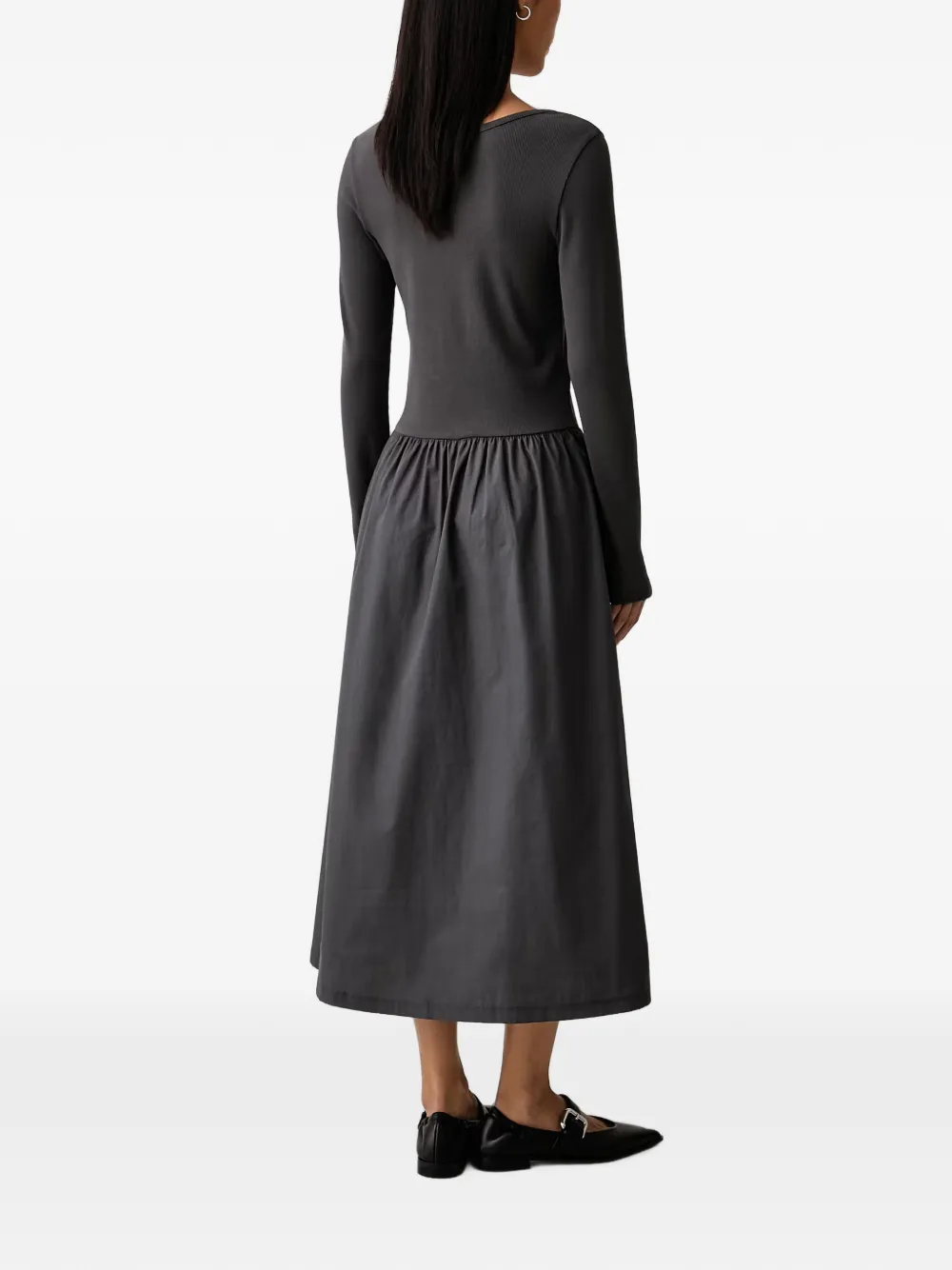 Marc O'Polo ribbed-knit panelled midi dress Grijs