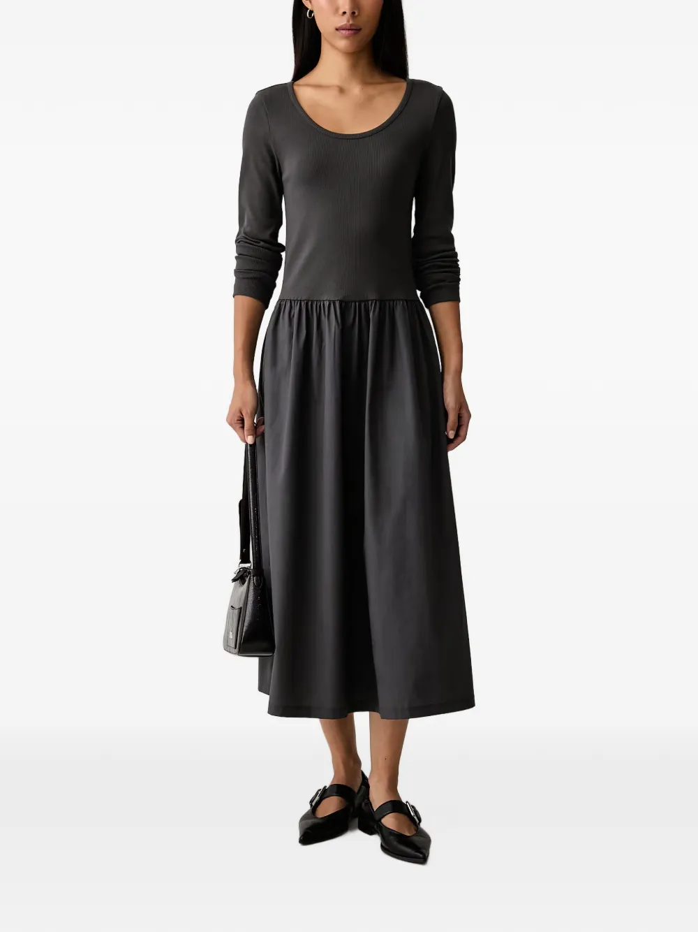 Marc O'Polo ribbed-knit panelled midi dress Grijs