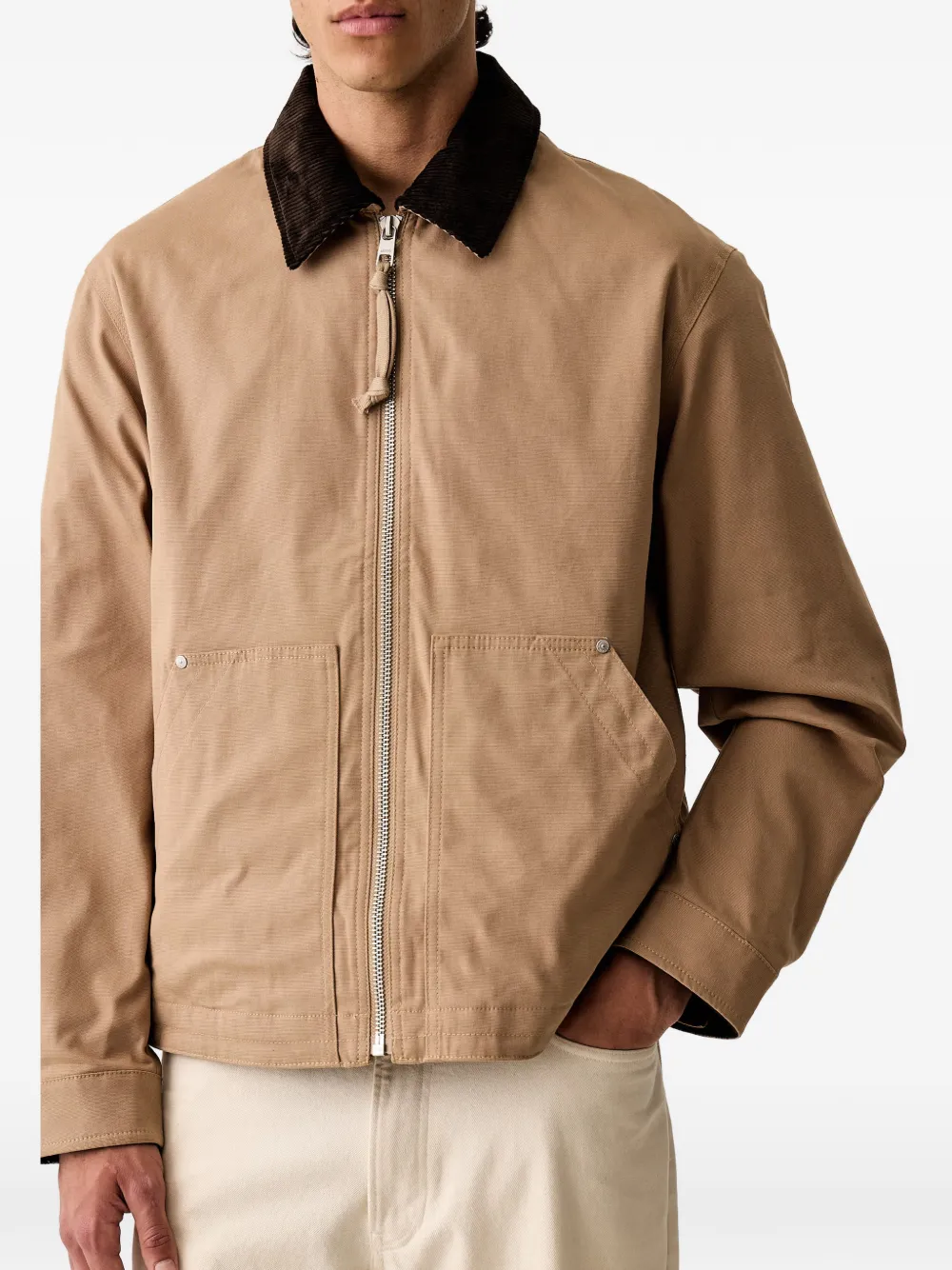 Marc O'Polo corduroy-collar zip-up jacket Beige