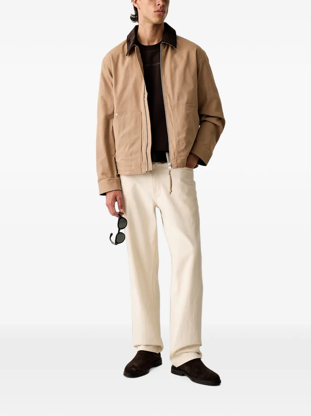 Marc O'Polo corduroy-collar zip-up jacket Beige