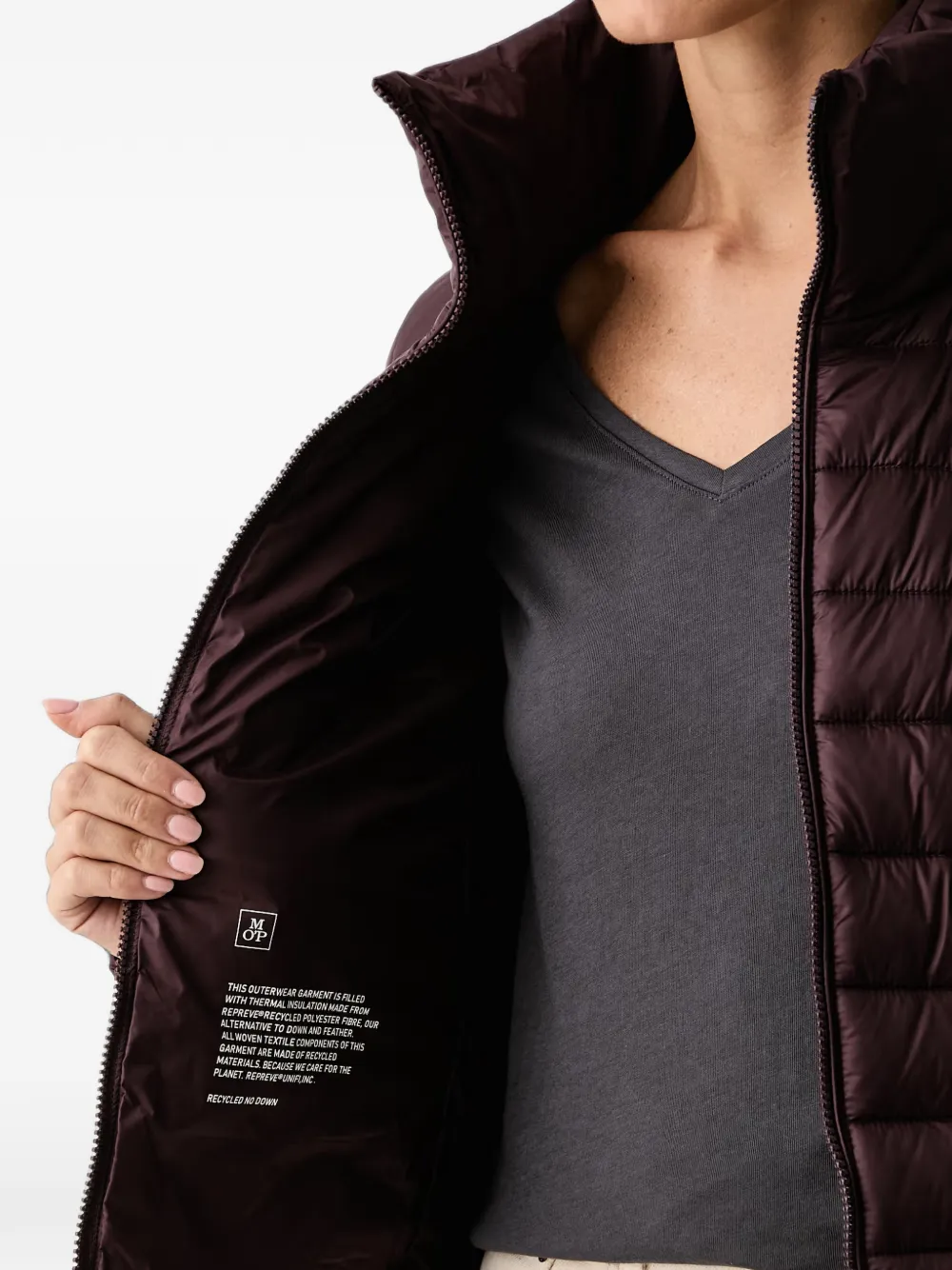 Marc O'Polo high-neck puffer jacket Rood
