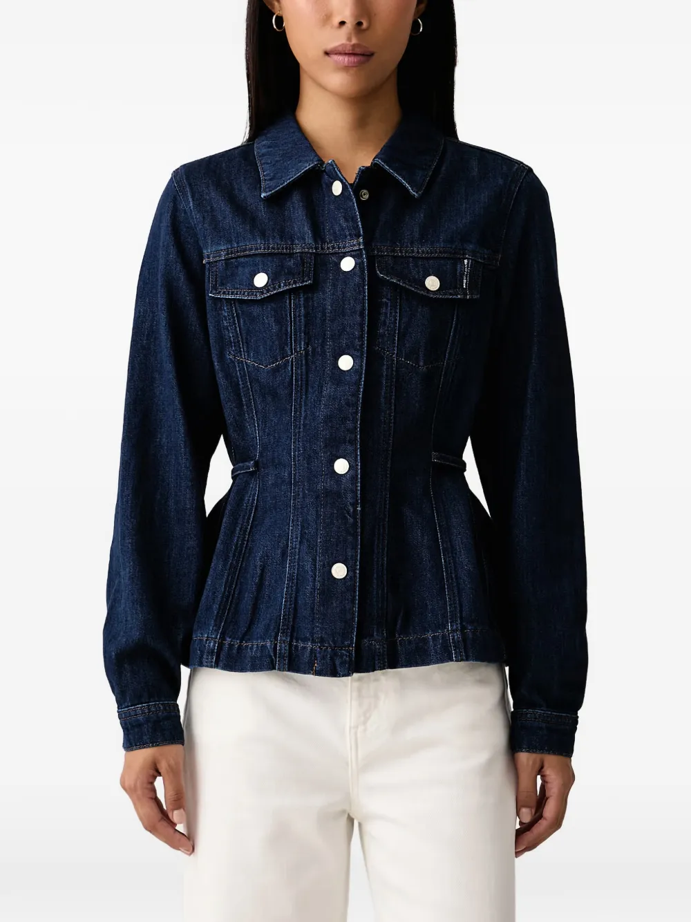 Marc O'Polo tie-waist peplum denim jacket - Blu