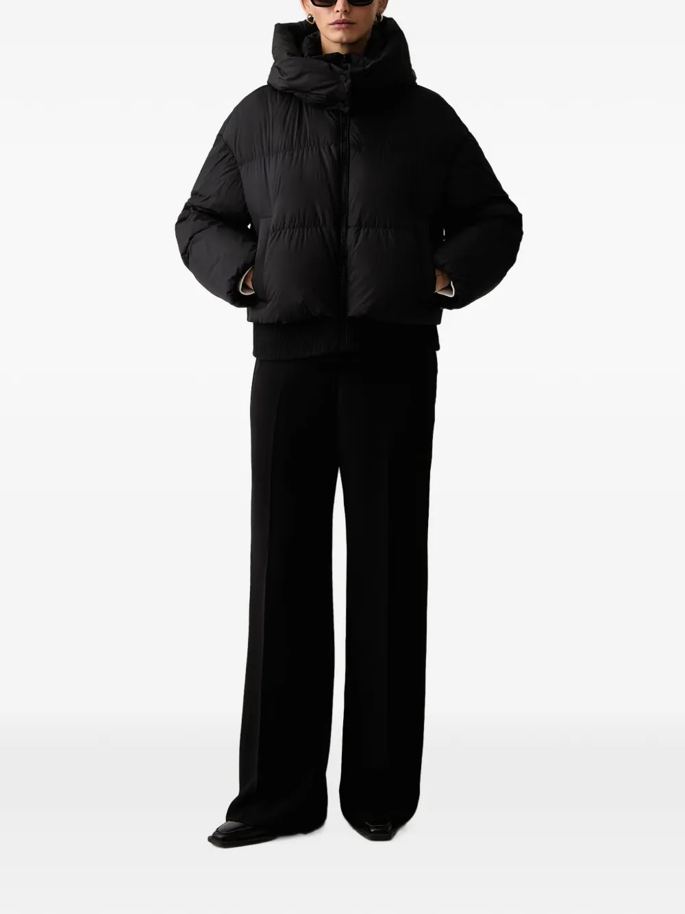 Marc O'Polo quilted hooded jacket Zwart