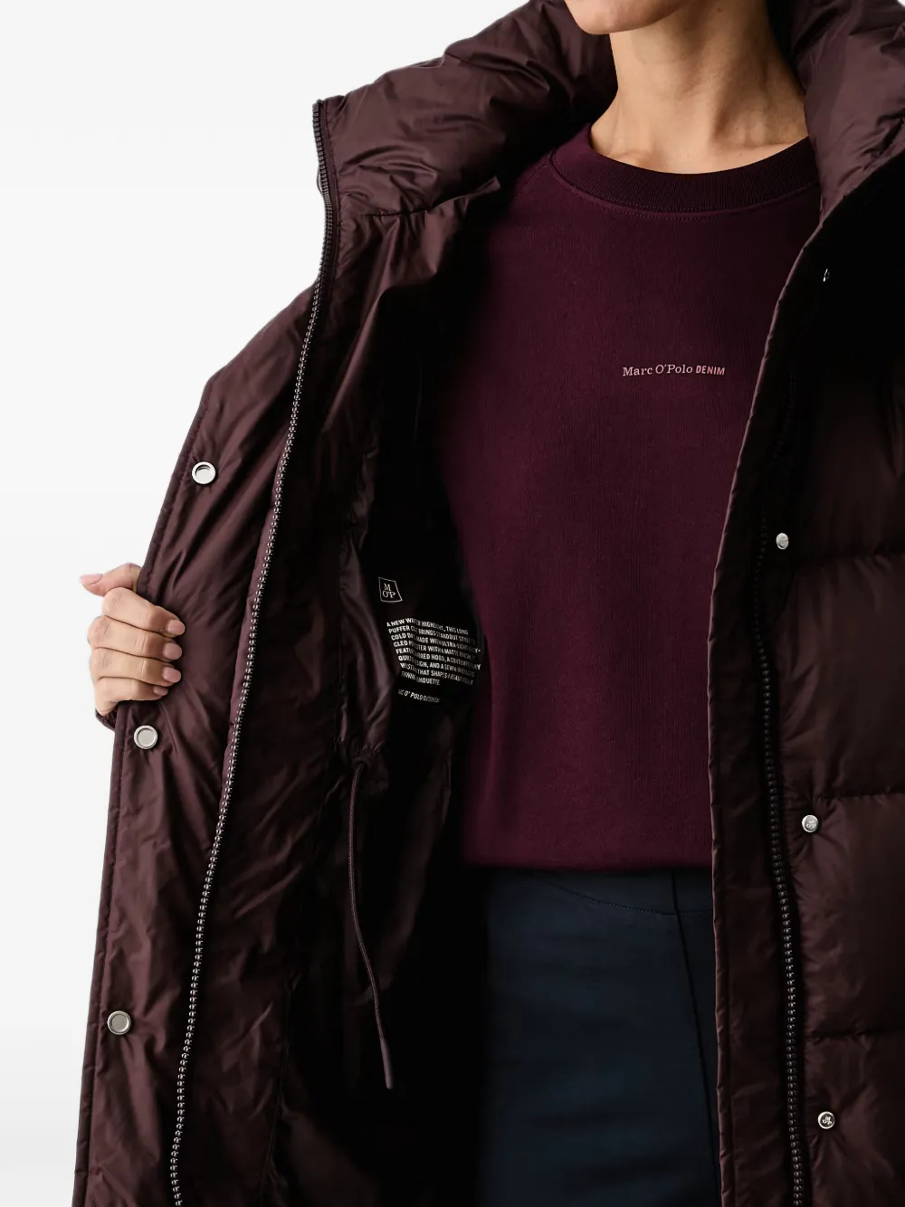 Marc O'Polo Oversized gewatteerde jas met capuchon Rood