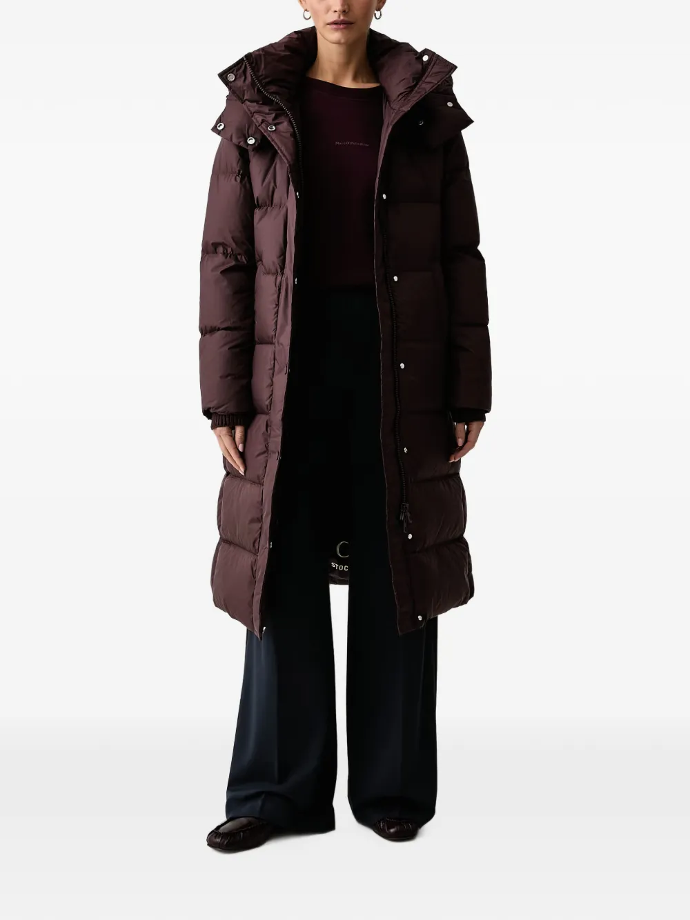 Marc O'Polo Oversized gewatteerde jas met capuchon Rood