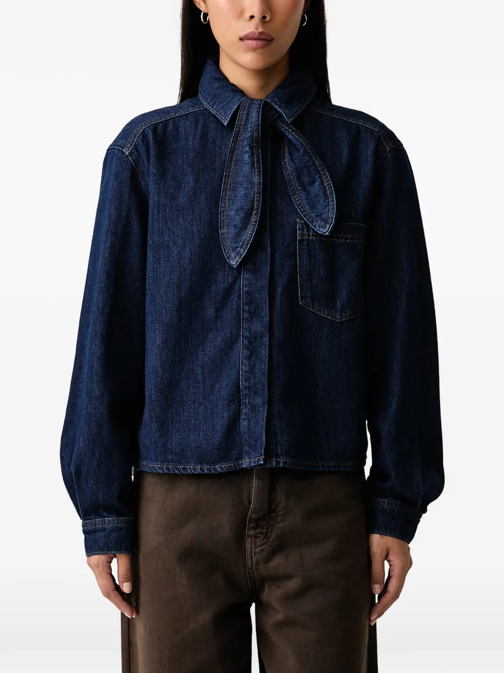Marc O'Polo pussy-bow denim blouse