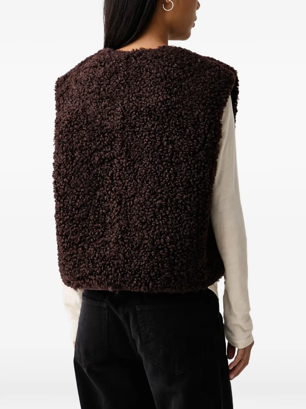 Marc O'Polo Gilet met bouclé-textuur Bruin