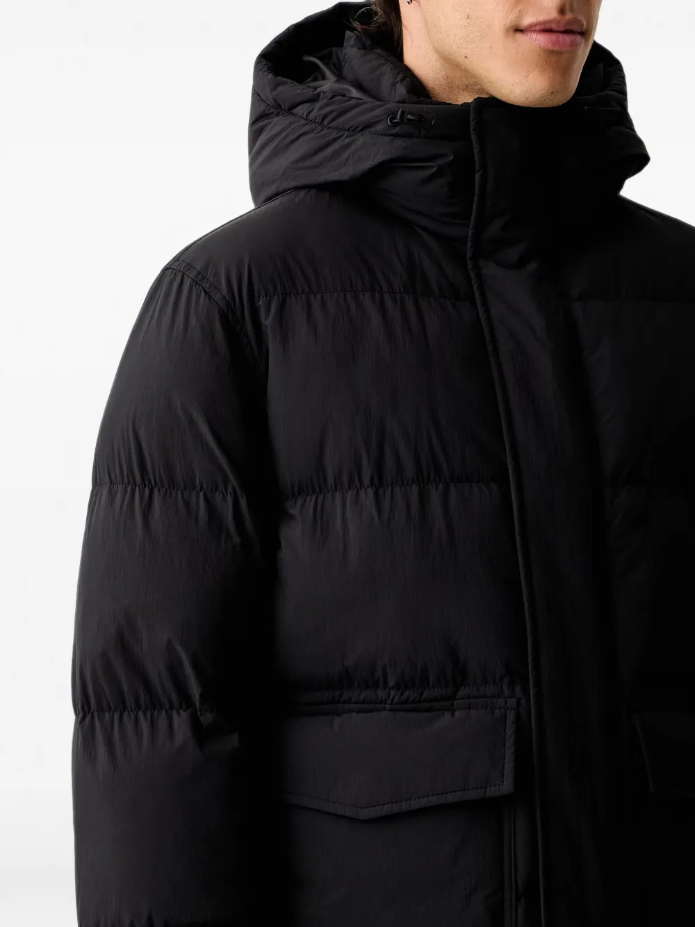 Marc O'Polo quilted hooded jacket Zwart