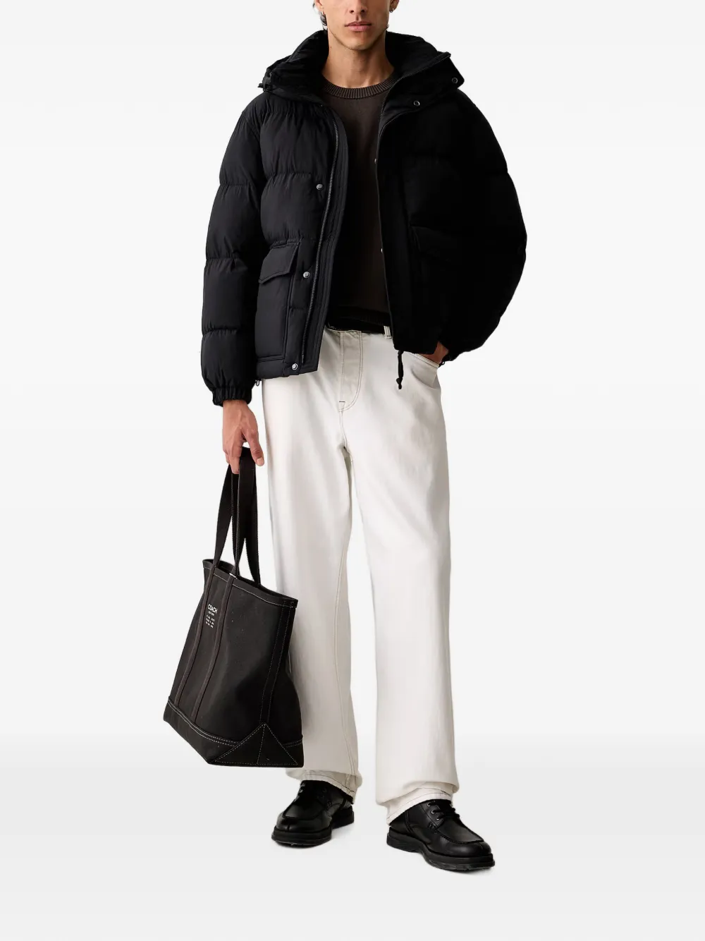 Marc O'Polo quilted hooded jacket Zwart