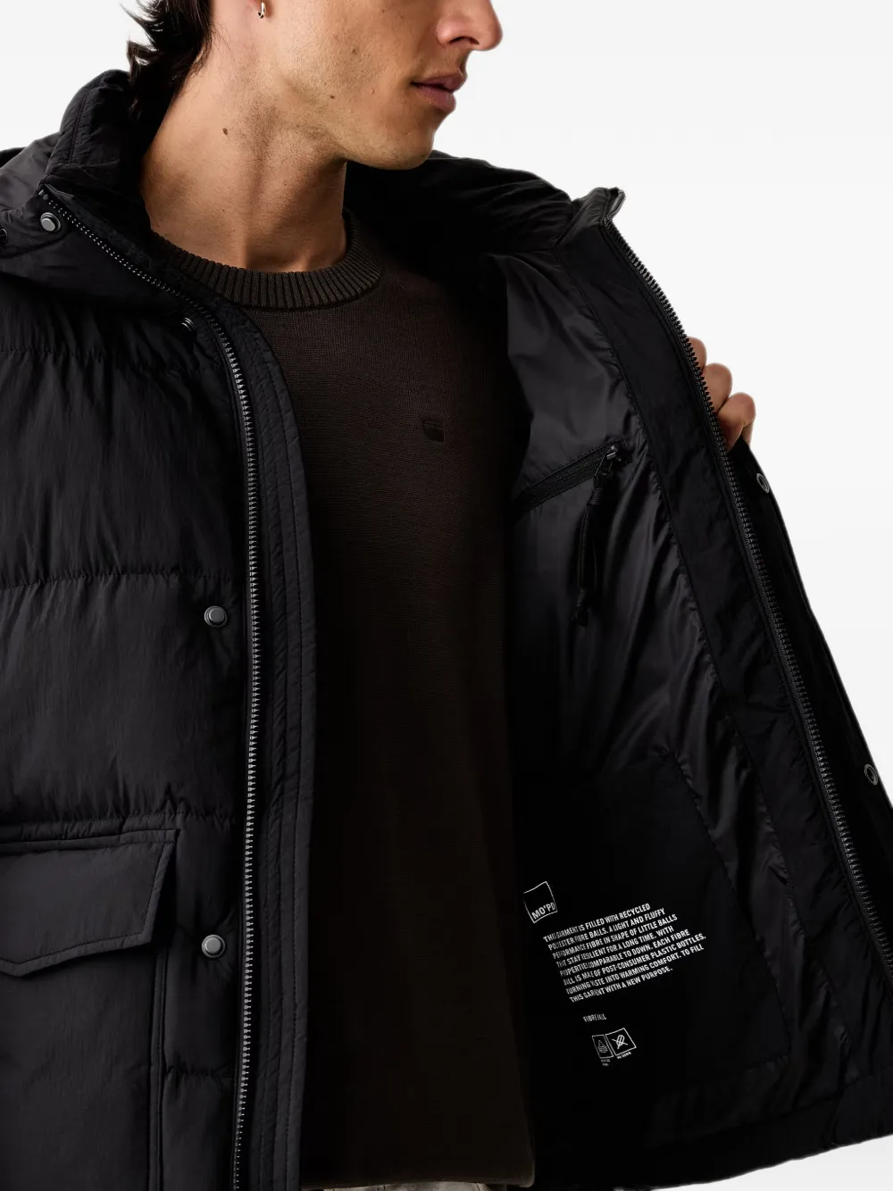 Marc O'Polo quilted hooded jacket Zwart