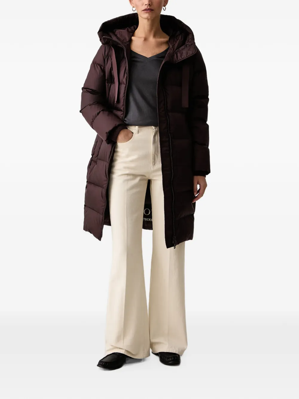 Marc O'Polo quilted hooded jacket Paars