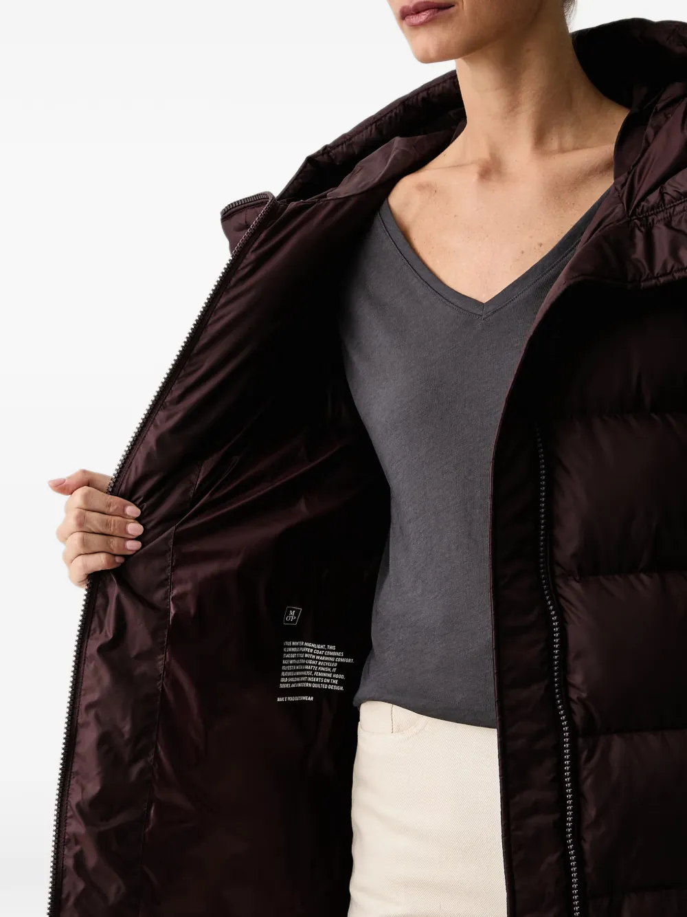 Marc O'Polo quilted hooded jacket Paars