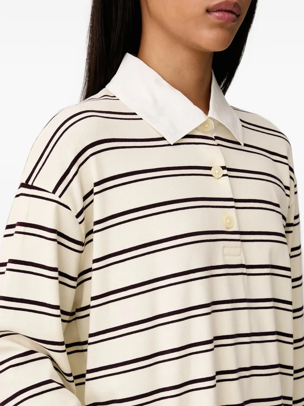 Marc O'Polo striped long-sleeve polo shirt Geel