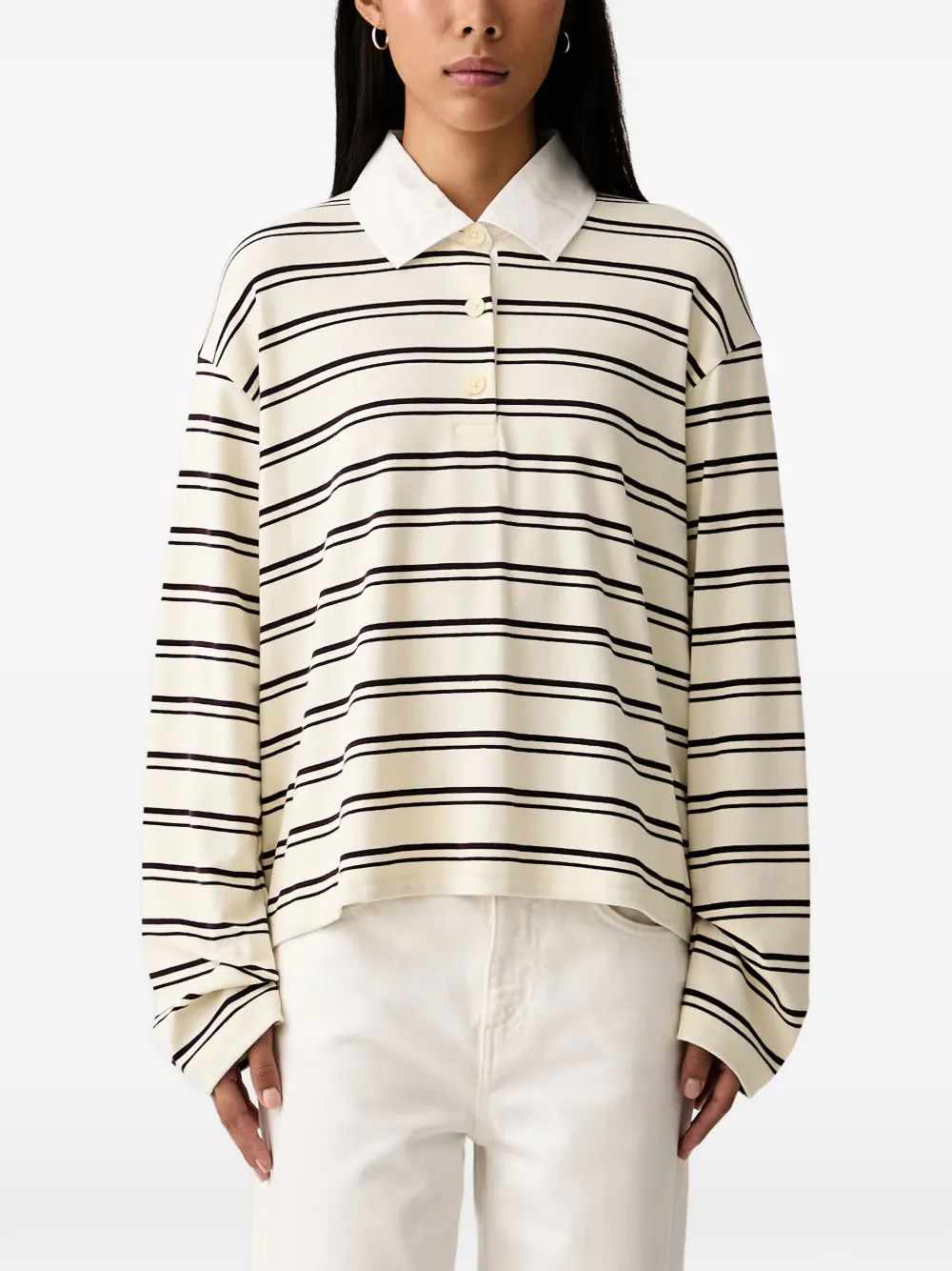 Marc O'Polo striped long-sleeve polo shirt