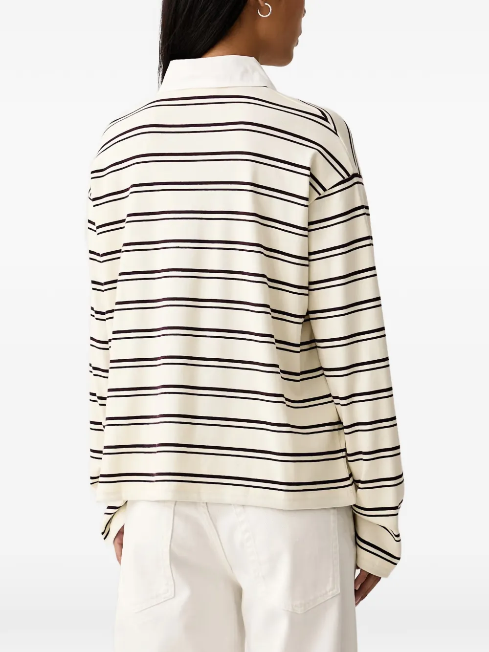 Marc O'Polo striped long-sleeve polo shirt Geel