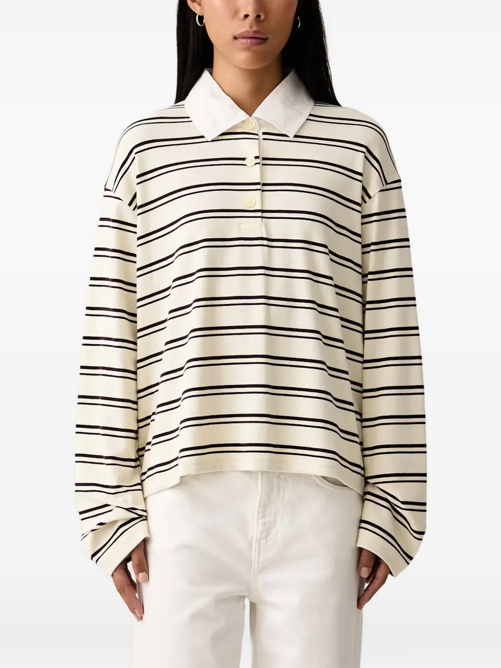 Marc O'Polo striped long-sleeve polo shirt