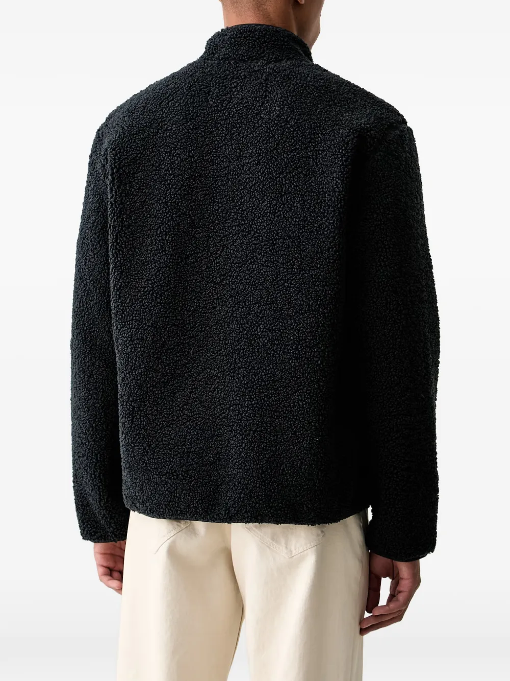 Marc O'Polo zip-up fleece sweater Blauw
