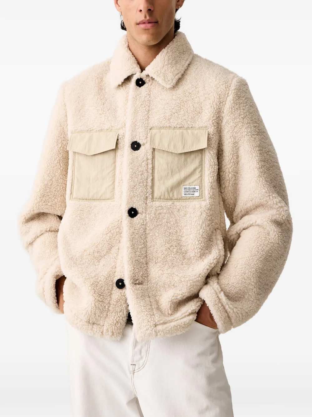 Marc O'Polo patch-pocket fleece jacket Wit