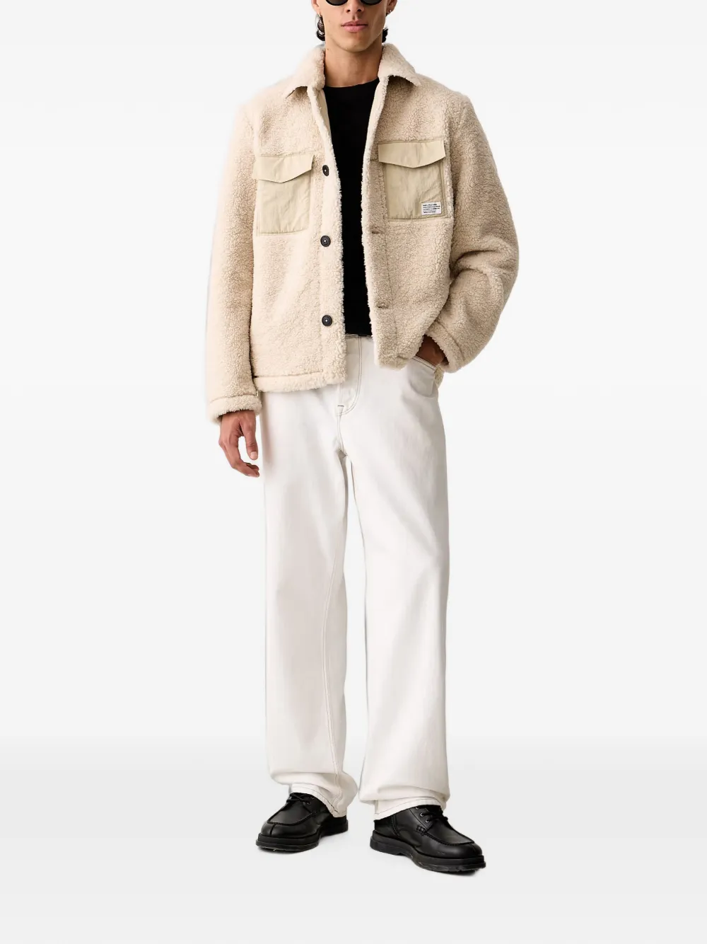 Marc O'Polo patch-pocket fleece jacket Wit
