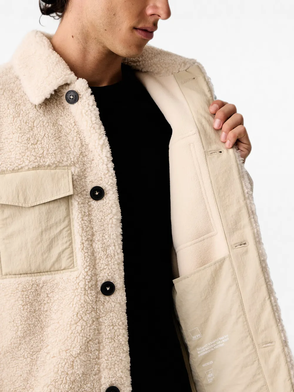 Marc O'Polo patch-pocket fleece jacket Wit