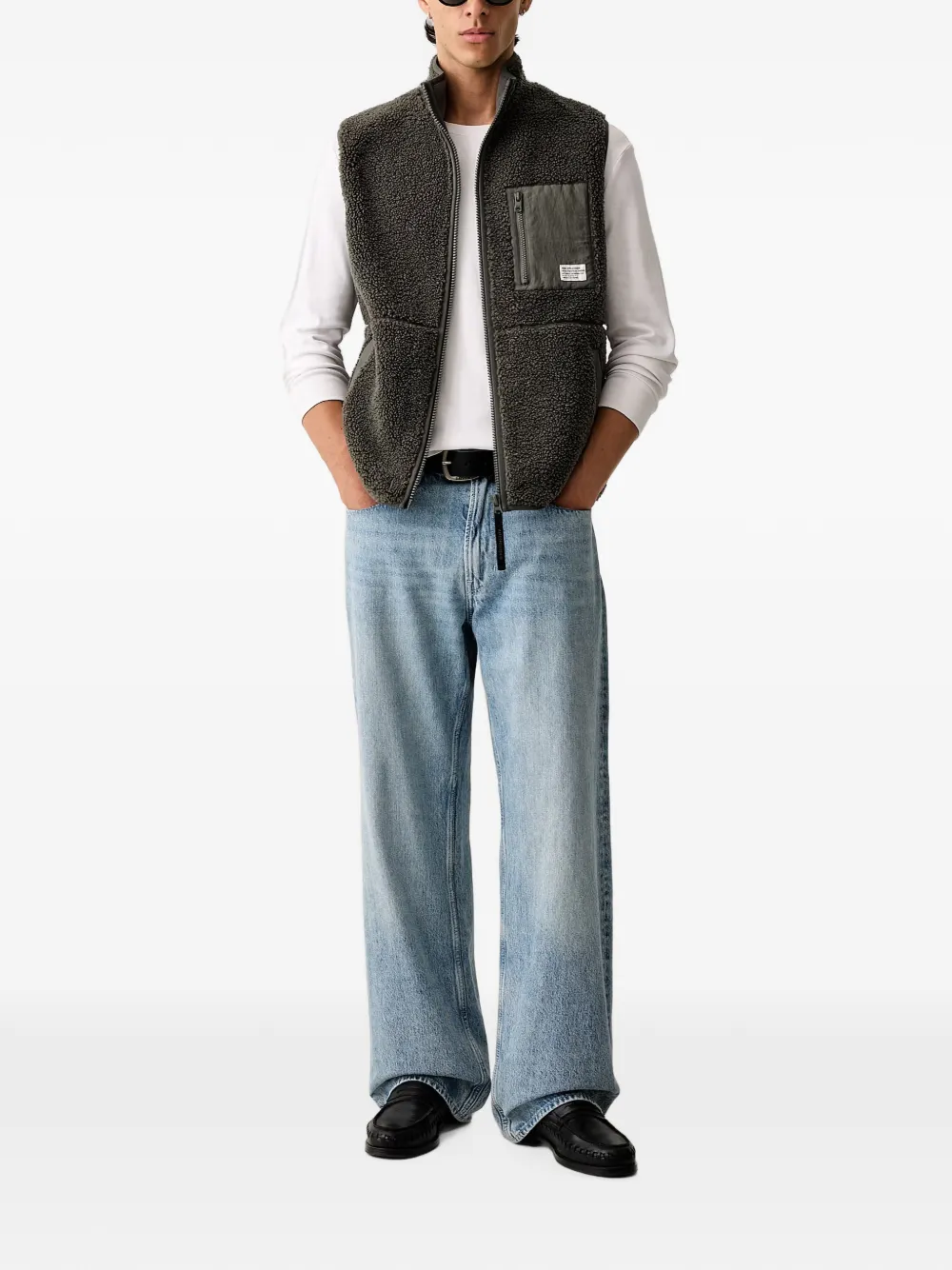 Marc O'Polo fleece zip-up gilet Groen