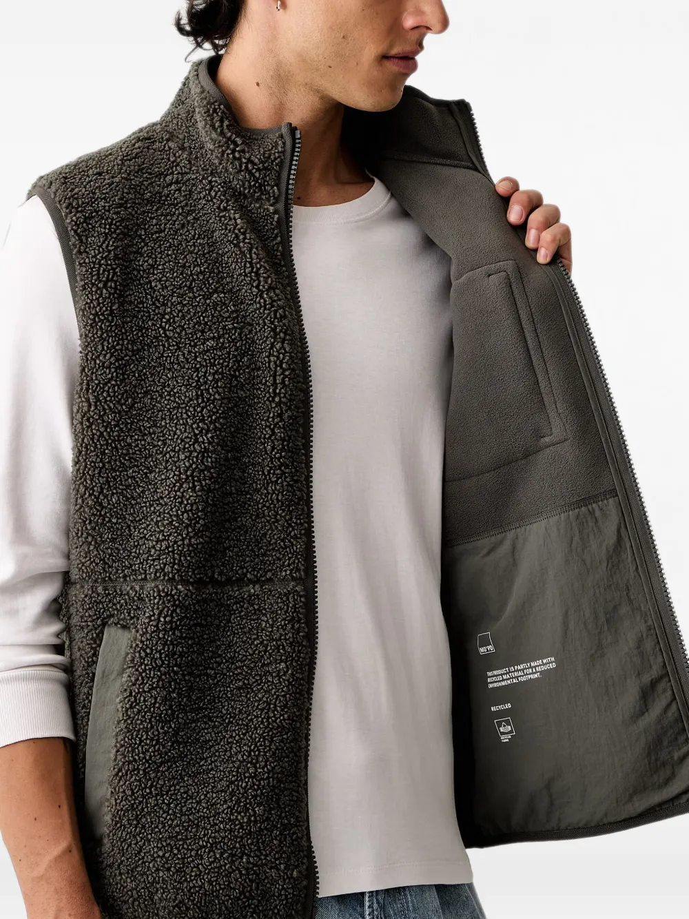 Marc O'Polo fleece zip-up gilet Groen
