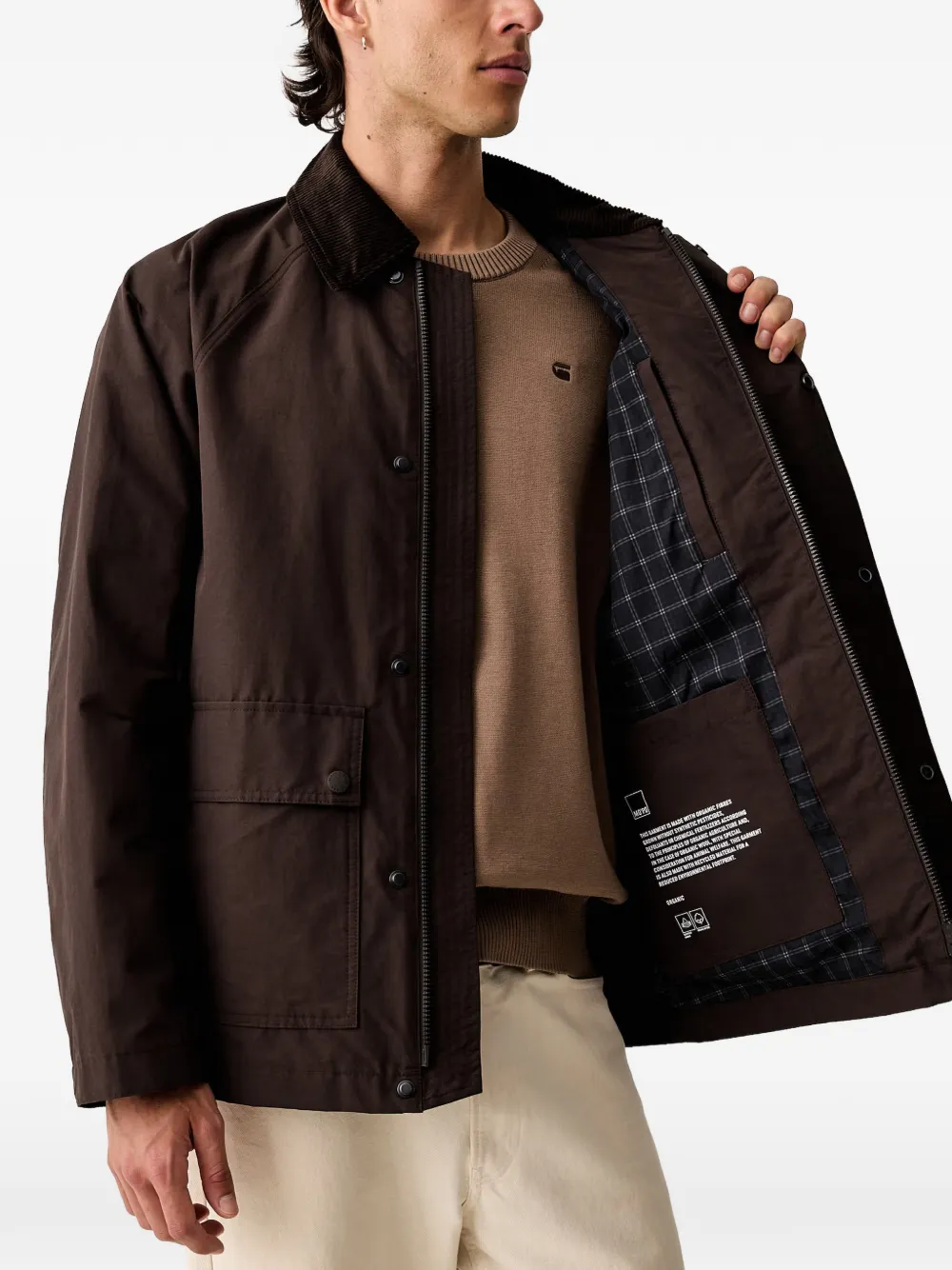 Marc O'Polo corduroy-collar raglan-sleeve jacket Bruin