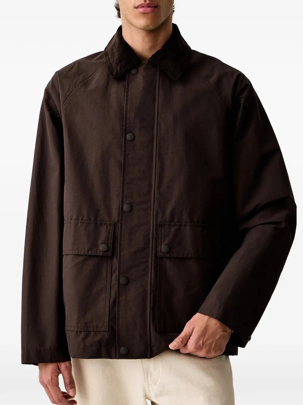 Marc O'Polo corduroy-collar raglan-sleeve jacket Bruin