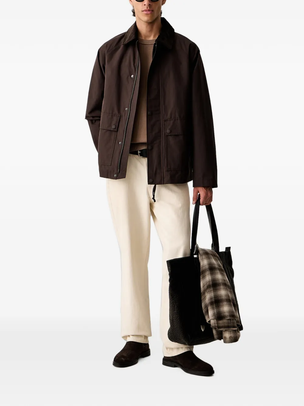 Marc O'Polo corduroy-collar raglan-sleeve jacket Bruin