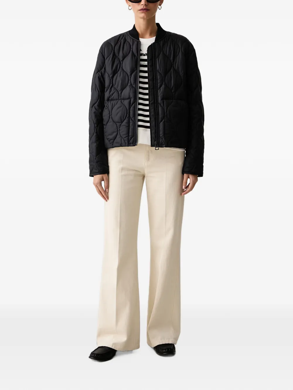 Marc O'Polo quilted zip-up bomber jacket Blauw