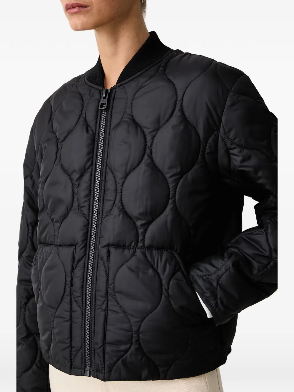 Marc O'Polo quilted zip-up bomber jacket Blauw