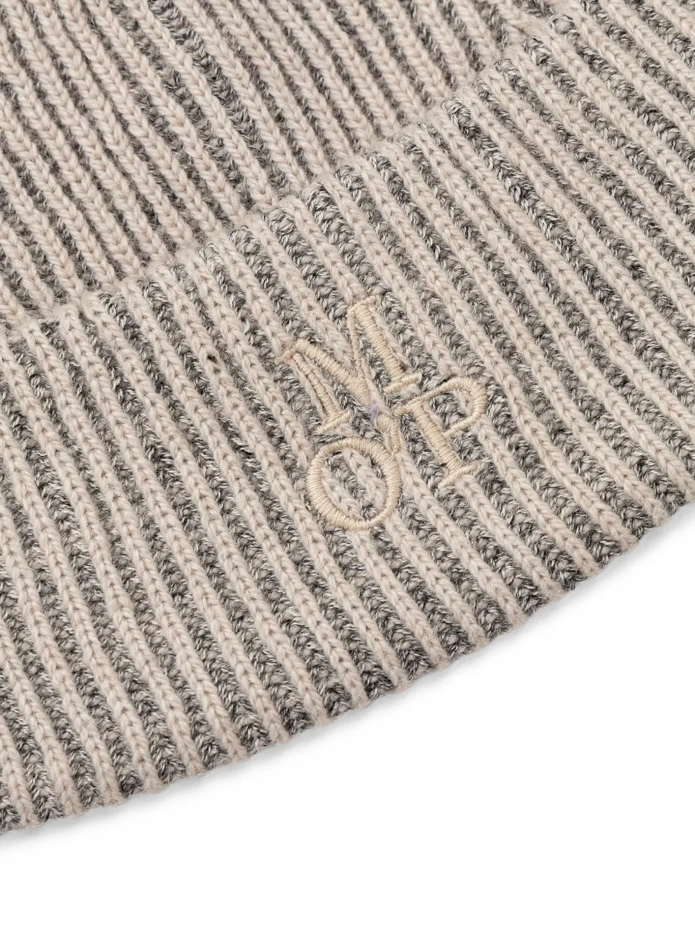 Marc O'Polo ribbed-knit embroidered-logo beanie hat Beige