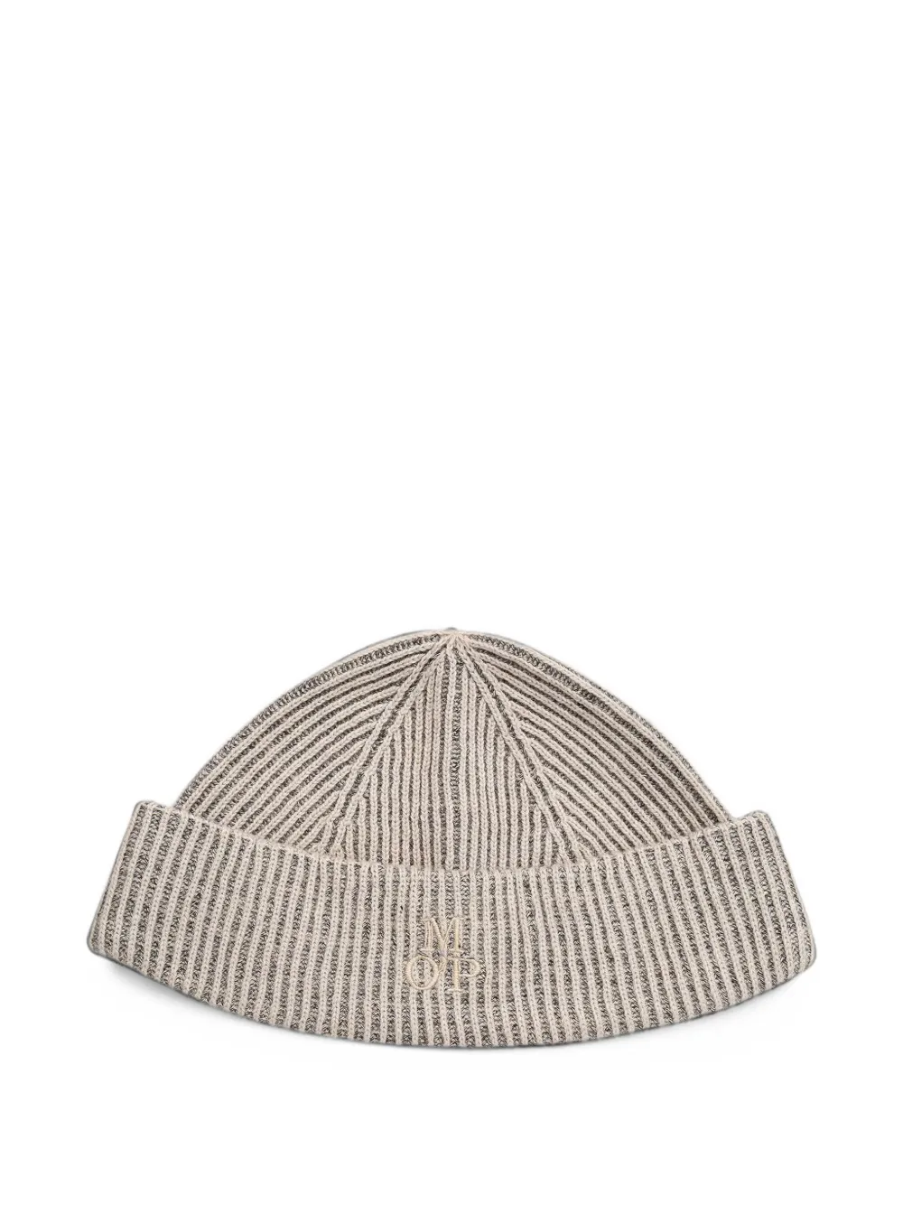 Marc O'Polo ribbed-knit embroidered-logo beanie hat Beige