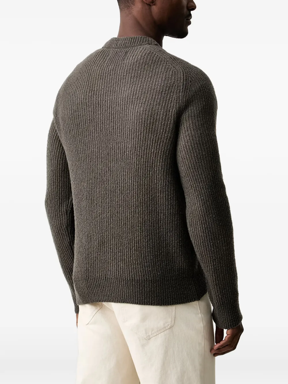 Marc O'Polo ribbed-knit raglan-sleeve sweater Groen