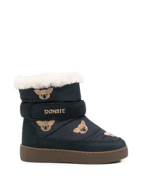 Donsje Kitto koala-embroidered touch-strap boots