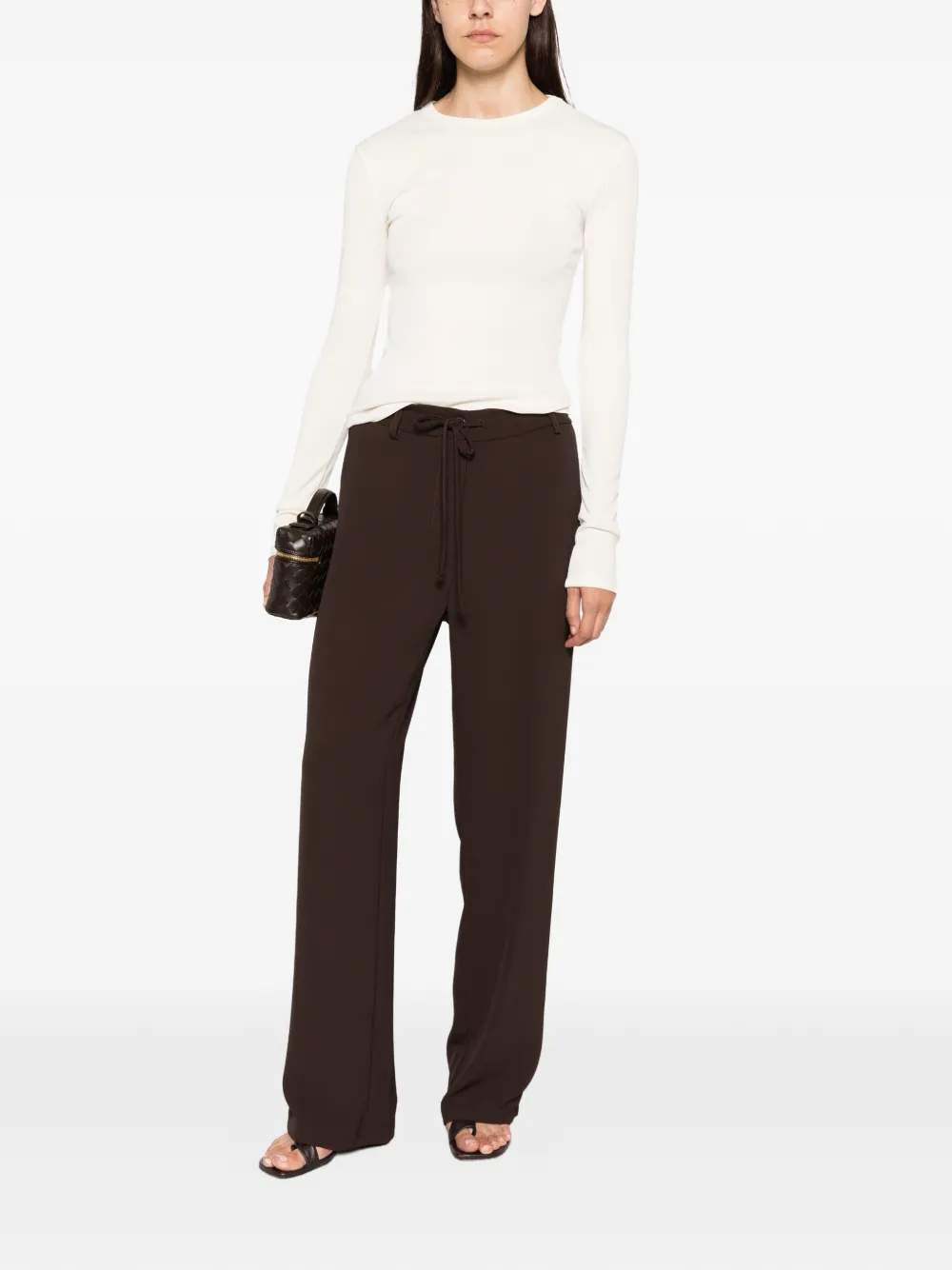 Imperial Drawstring Wide-leg Trousers In Brown
