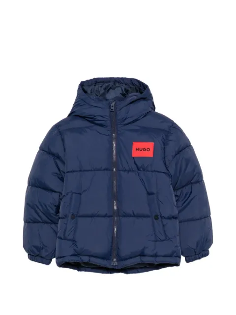 HUGO KIDS logo-patch hooded puffer jacket