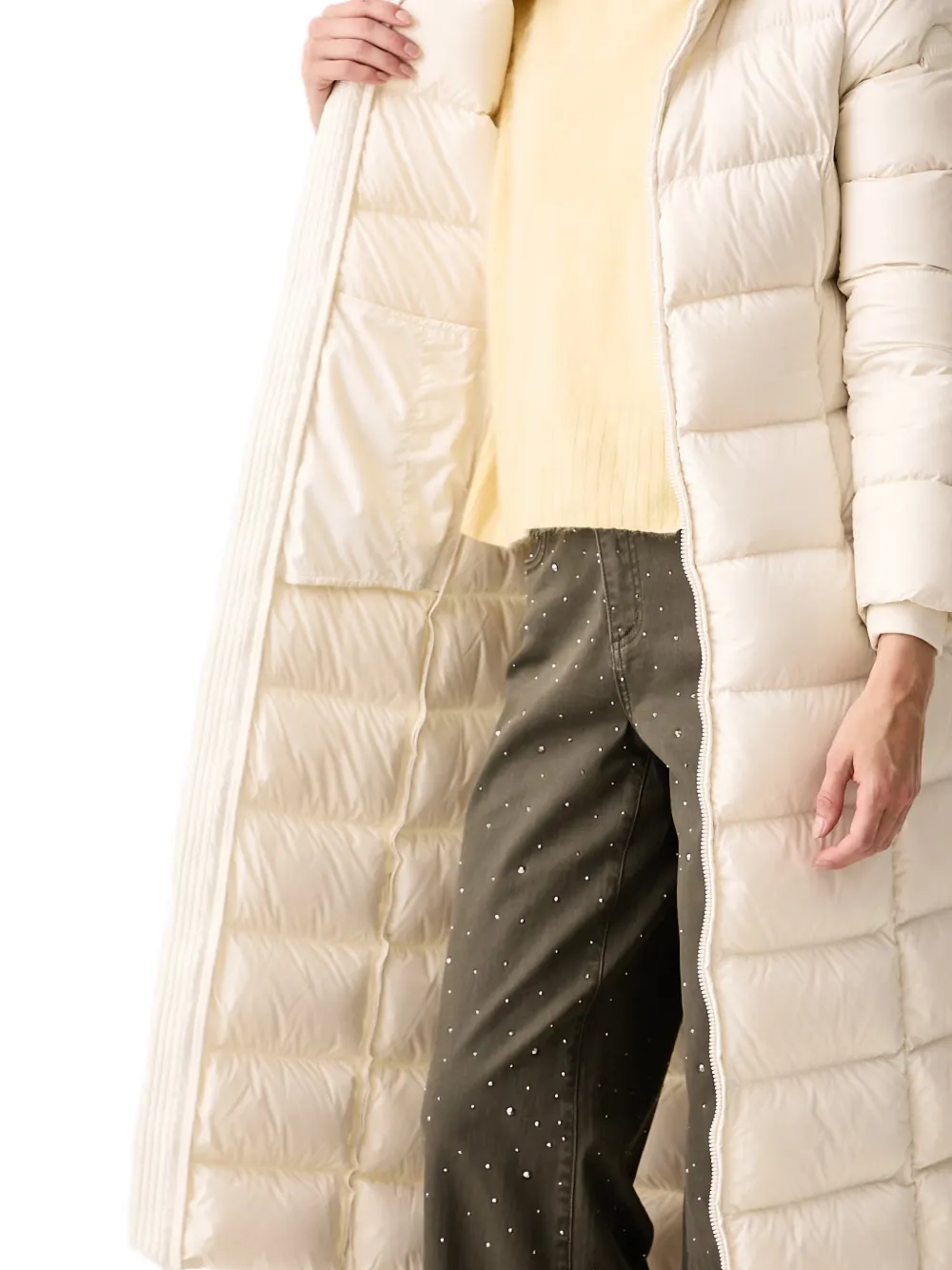 Colmar Donsjack met afwerking van imitatiebont en ceintuur Wit