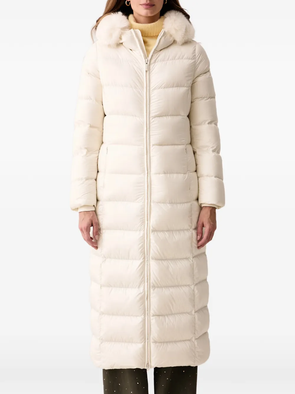 Colmar belted faux-fur-trim down jacket - Bianco