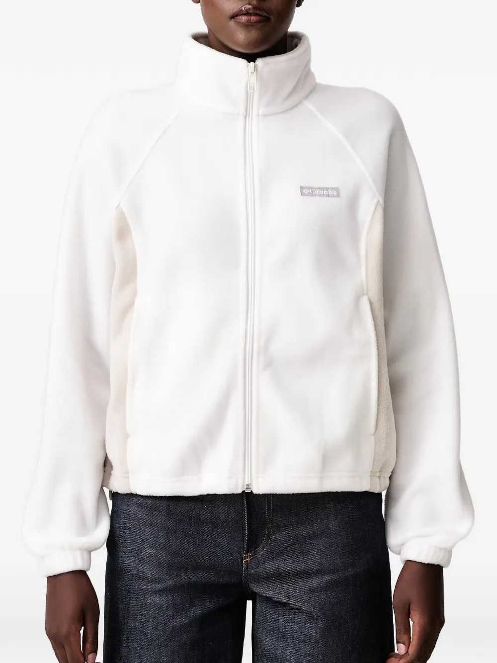 Columbia Fleecejack met logo-patch en rits Wit