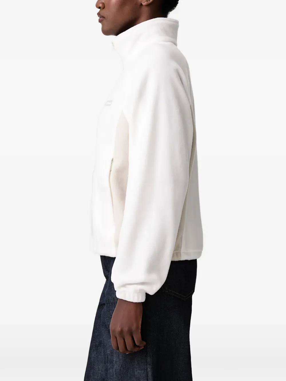 Columbia Fleecejack met logo-patch en rits Wit