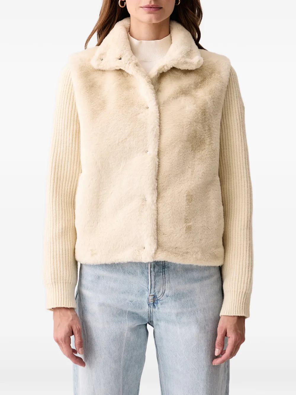 Colmar Jack met vlakken van imitatiebont Beige