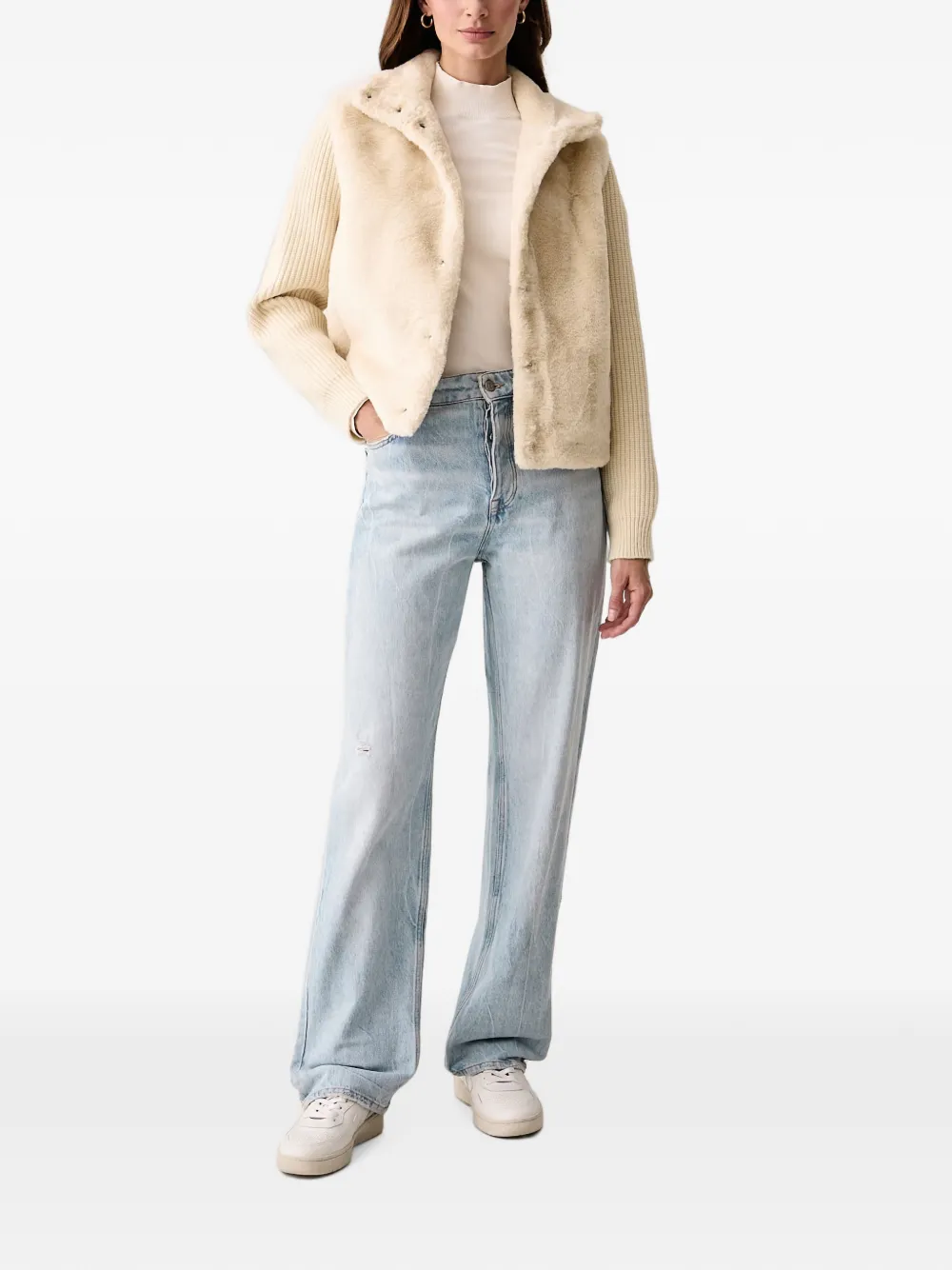 Colmar Jack met vlakken van imitatiebont Beige