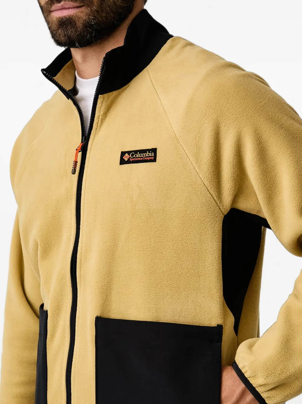 Columbia Sauvie trui met fleece-textuur en rits Geel